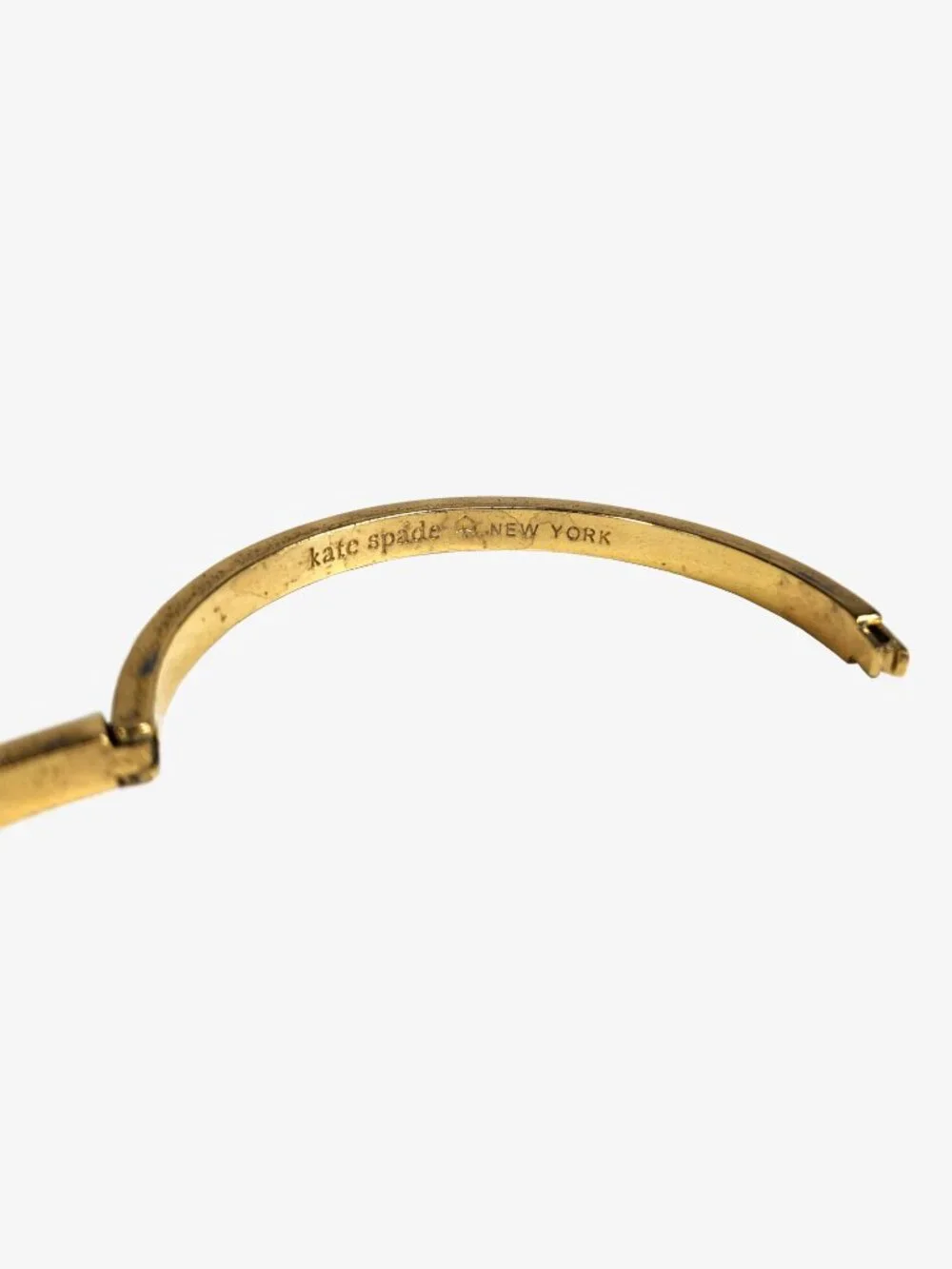 Kate Spade Set in Stone Hinged Bangle, Gold Metal, Stones, 2.13